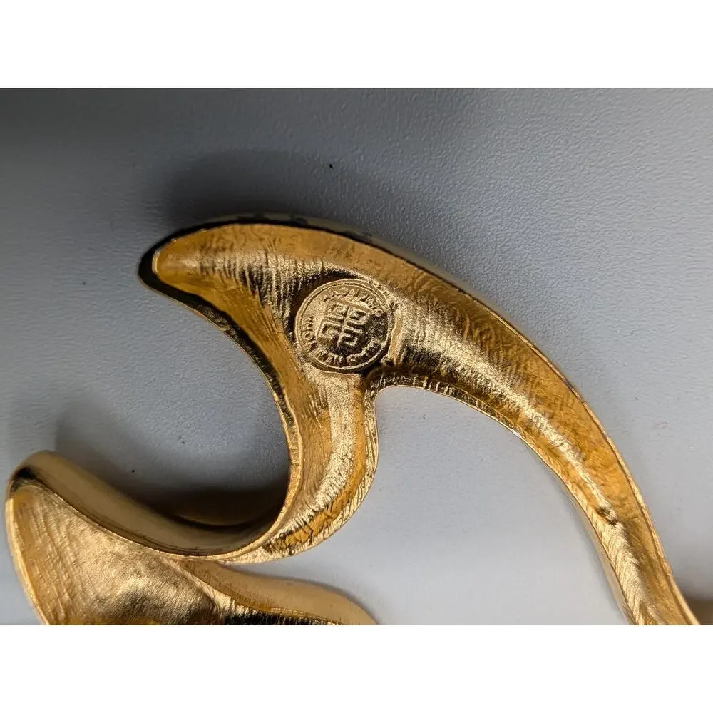 Vintage GIVENCHY Gold Tone Abstract Dove Bird Brooch Pin Signed Fashion Jewelry